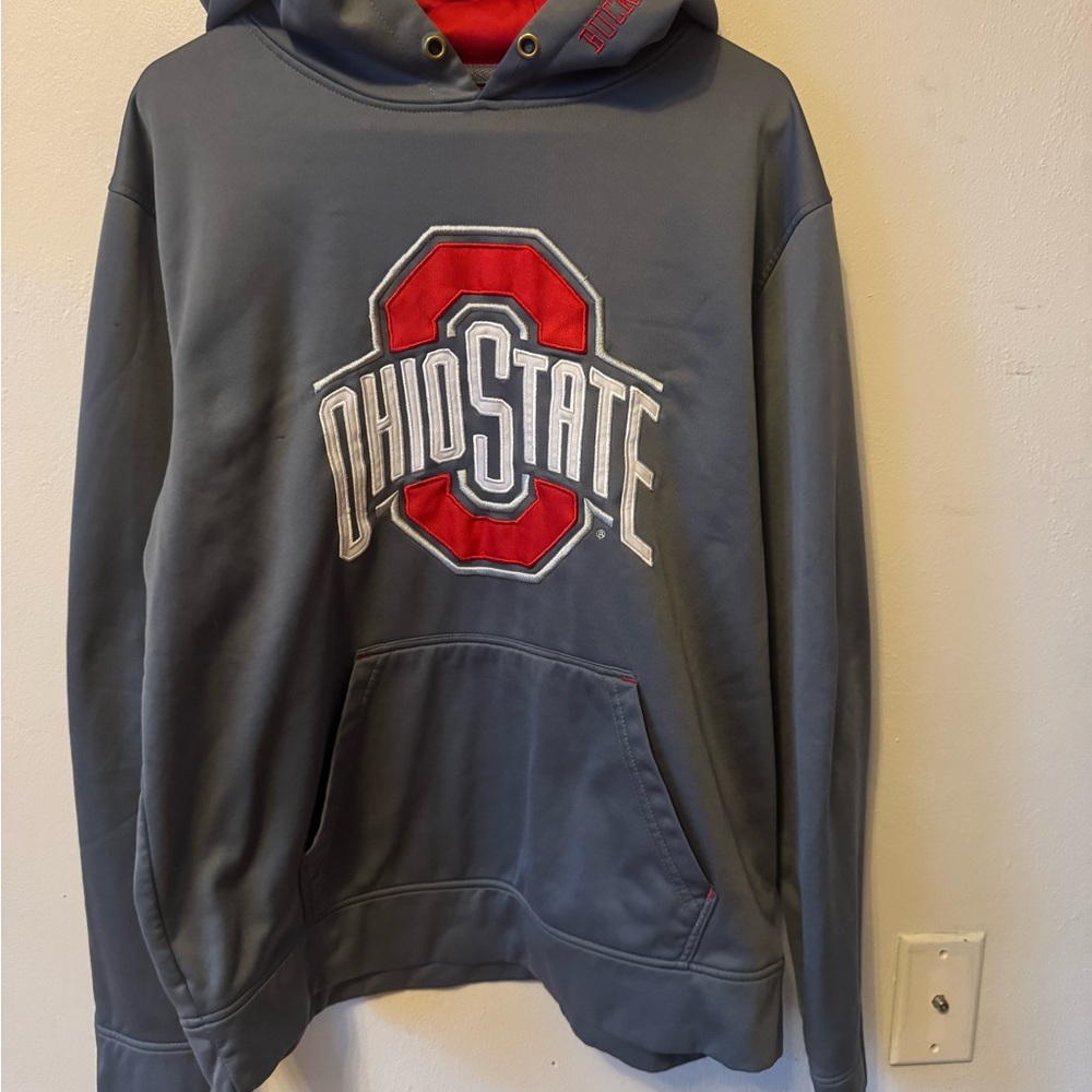 Ohio State Gray and Red Sweater with Athletic Logo